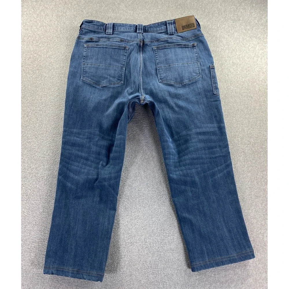 Duluth Ballroom Double Flex Men's Jeans 38x30 Buffalo Plaid Flannel Lined Denim - Picture 2 of 13